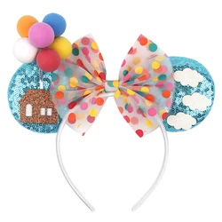 2024 Disney Flying House Mouse Ears Headband Boys Girls Festival Party Cosplay Hairband Women DIY Hair Accessories Cartoon Gift