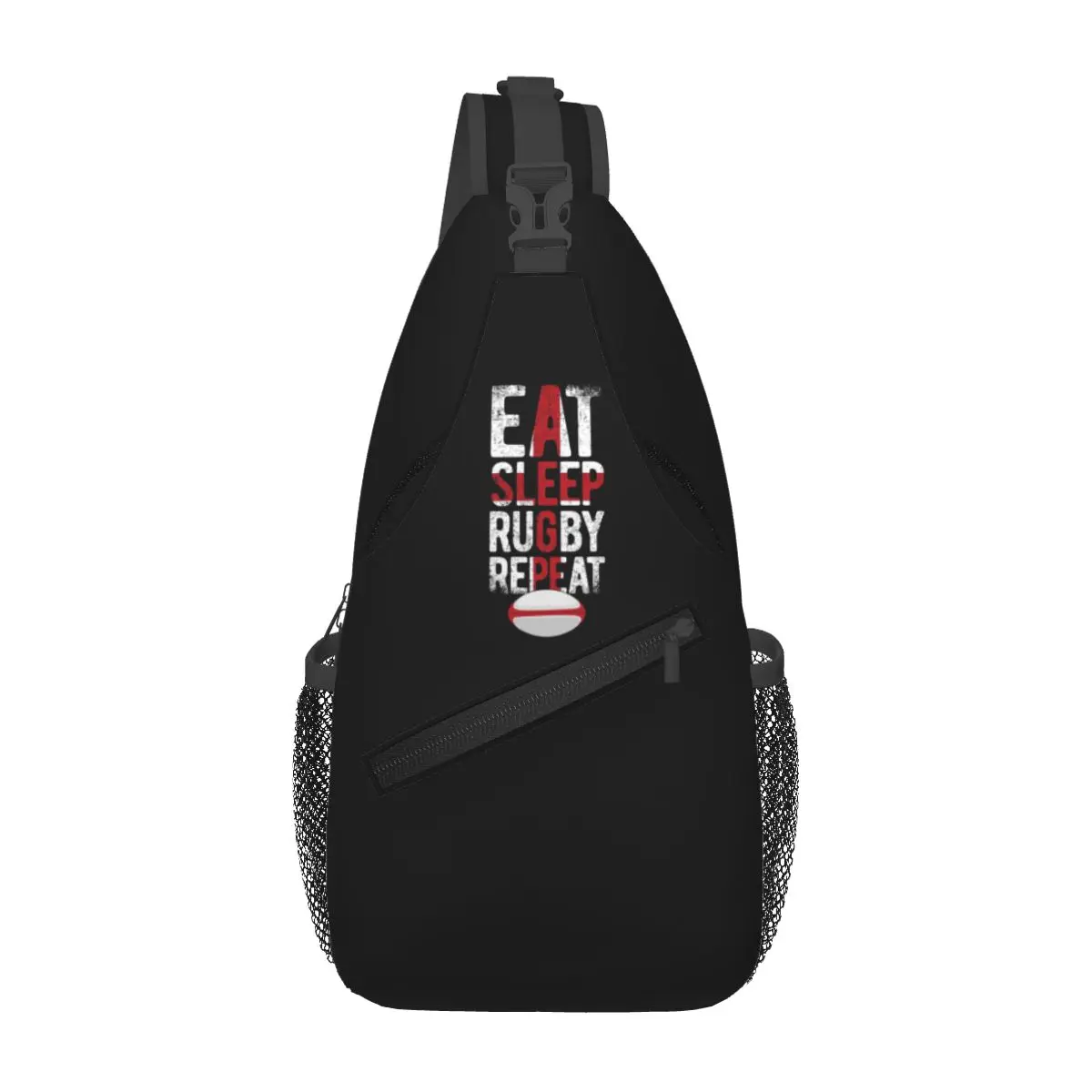 Eat Sleep Rugby Repeat England Rugby Chest Bag Men Sling Crossbody Backpack Chest Bag Traveling Hiking Daypack Shoulder Bag