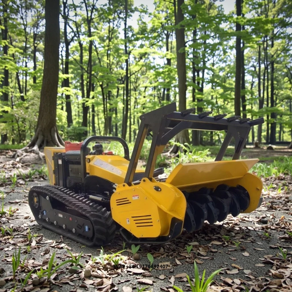 Automatic All-Terrain Remote Control Crawler Lawn Mower Mountain Bush Cutter Branch Shredder 38hp Industrial Anti-Slip
