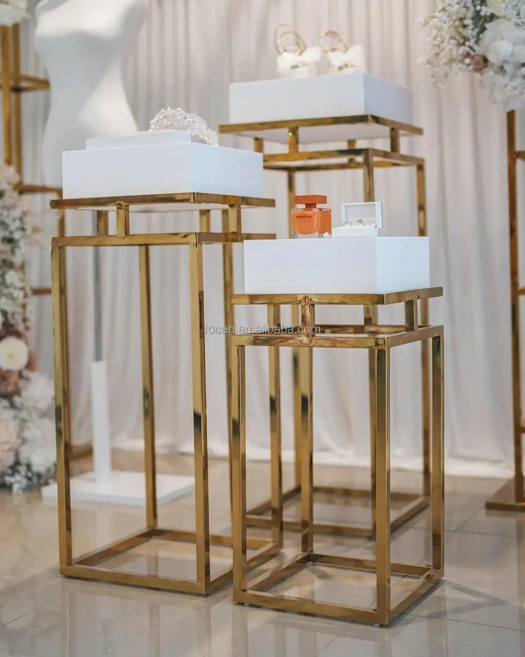 Pedestal Round Pillar Cylinder Party Supplies Wedding Decoration Display Stand Cake Flower Desert Table Cylinder Gold Plinth