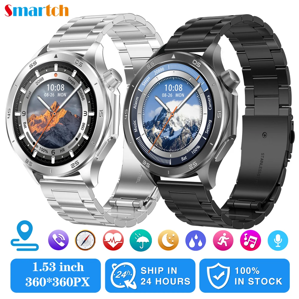 

Смарт-часы с GPS-треком, компас, умные часы для мужчин и женщин, уличный синий зубной звонок, монитор сердечного ритма сна, водонепроницаемый голосовой помощник