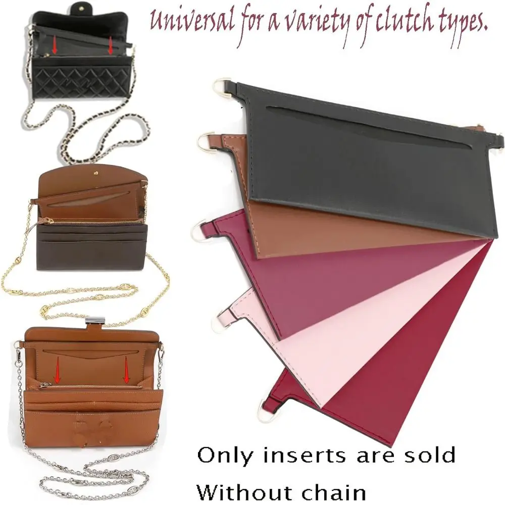 Practical PU Wallet Insert for Chain Strap Soft with D Rings Purse Insert Wallet Conversion Kit Women