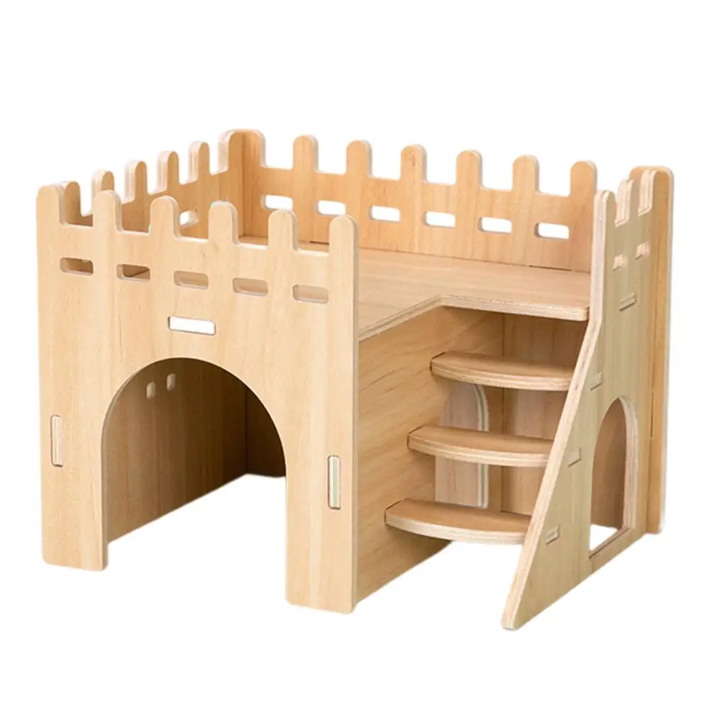 Useful Hamster Toy Bite Resistant Hide And Avoid Solid Wood Hamster House Small Animal Habitat