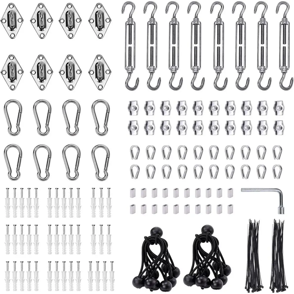 

Shade Sail Hardware Kit 6 inch turnbuckles or Shade Sail Outdoor Installation turnbuckles or cables wire for Outdoor, Garden, Ki