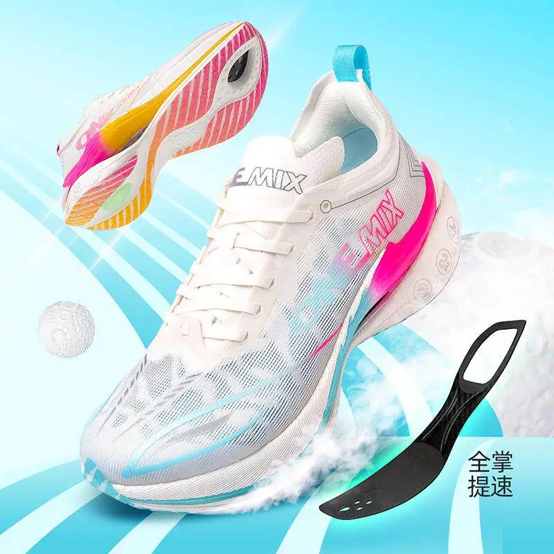 Chaussures de course ONEMIX à plaque de carbone – Chaussures de sport légères, réactives et respirantes pour femmes (marathon et entraînement)