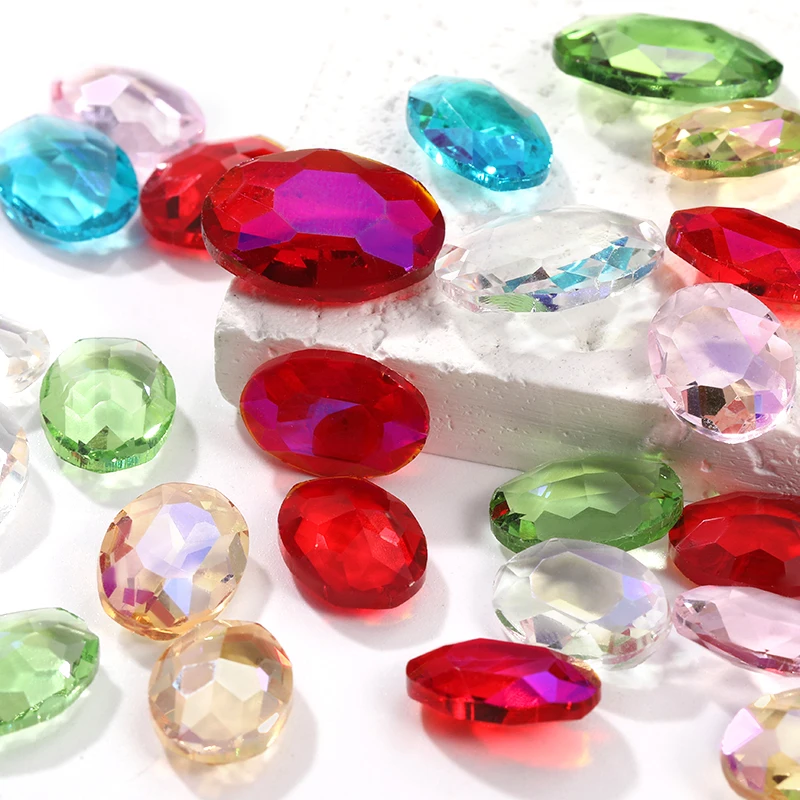 Glitter Transparent Oval Rhinestones Crystals Glass Nails Art DIY Clothes Decorations Diamond Glue On Jewelry Make Accessories