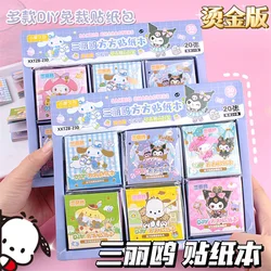 30pcs Sanrio Wholesale Of Gold Stamping Square Stickers Children'S Cartoon Student Stationery Sets Stickers Paintings Prizes Et