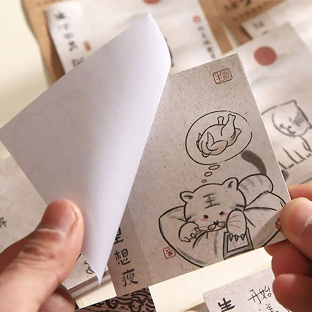 Hand-Drawn Cat Sticky Notes Diary Tearing Self-adhesive N Times Sticky Portable Write Smoothly Scrapbook Office