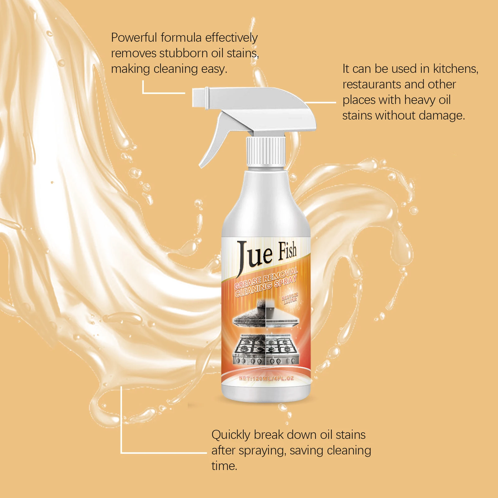 Degreasing Cleaning Spray Kitchen Multi-Purpose Countertop Oven Grease Remover Cleaning Spray