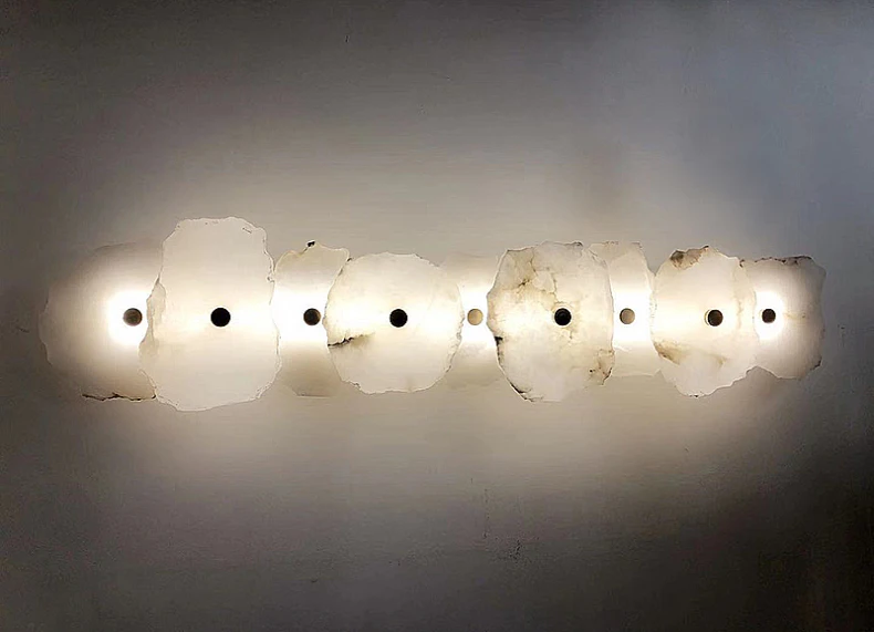 Natural Marble LED Wall Lamp Copper Novelty Lighting Sconce