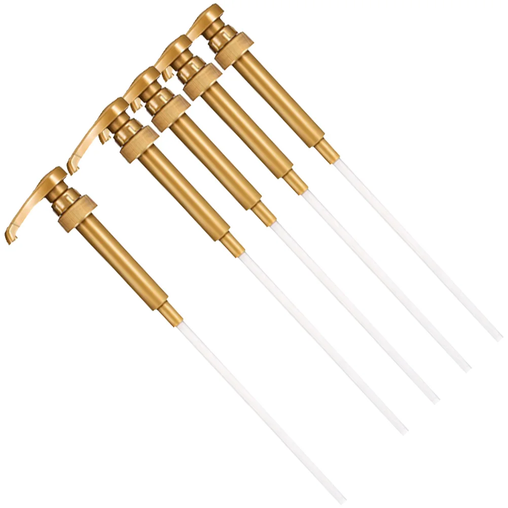

5pcs Syrup Golden for Coffee Bar Kitchen Tools Universal Squeeze Head Bottles Syrup Dispenser Pump Travel Replacement