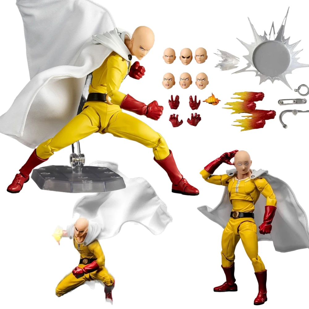 

Bandai One Punch Man 16cm Saitama Revoltech Yamaguchi Articulated Action Figure PVC Model Toy Anime Collectible Gift for Men