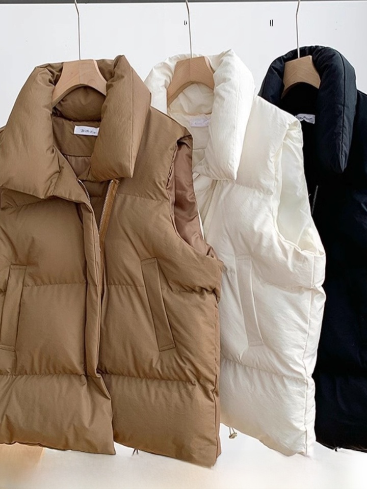  Loose down Cotton Vest Bal Zipper Sle Commute Faion Polyester Fiber Regular Length Pure Color Women's Vest 