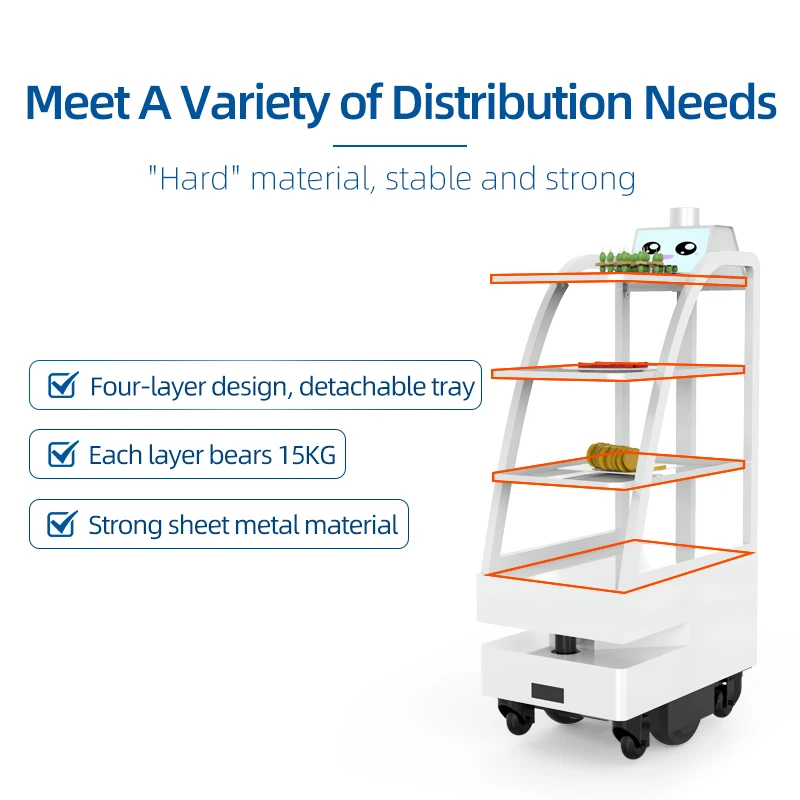 آلة تقديم الطعام في الفنادق، تجنب العوائق، عربة طعام للمطاعم، روبوت توصيل الوجبات الذكي