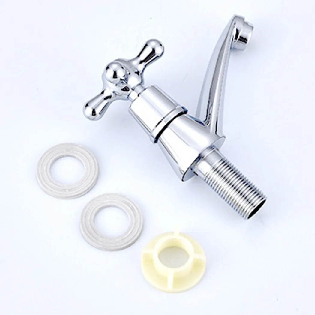 Zinc Alloy Basin Tap Chrome Cold Taps Cross Head Knobs Silver Sink Traditional Water Faucet Accessories Bathroom