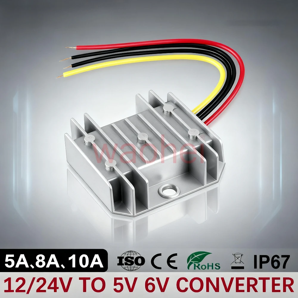 12V 24V to 5V 6V 5A-10A Step Down DC Converter 12 Volt to 5 Volt 50W Voltage Stabilizer Buck Vehicle Power Supply for Cars CE
