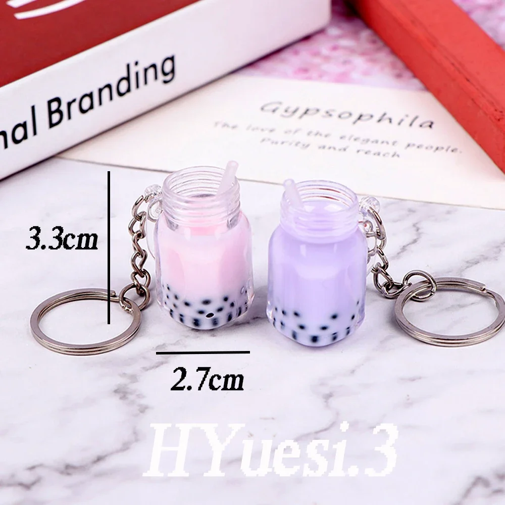 Creative Simulation Bubble Tea Keychain Kawaii Boba Milk Tea Bottle Charms With Key Holder For Women Girls Bag Decoration Gifts