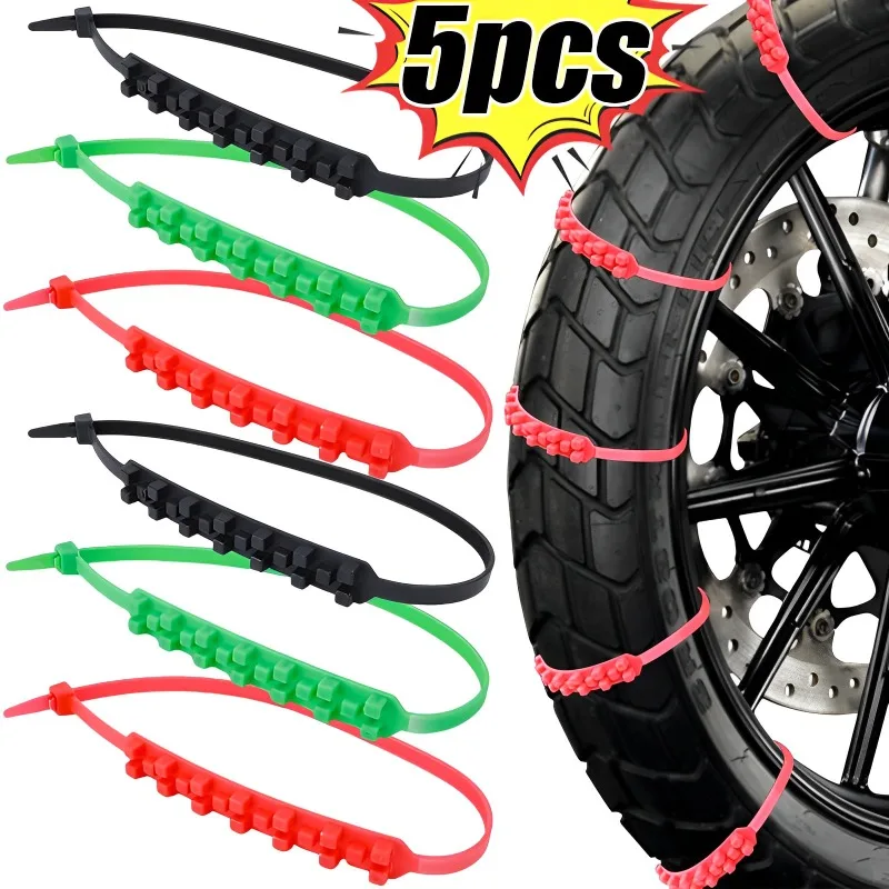 1/3/5pcs Motorcycle Bicycle Wheel Anti-skid Tie Winter Tire Anti-ski Chain Motorcycle Emergency Tire Snow Chains Accessories
