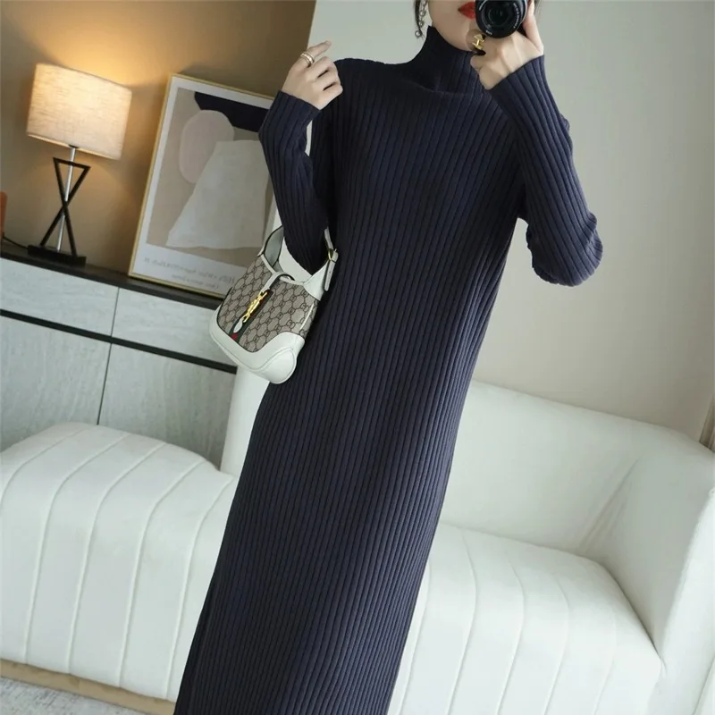 Feminino de malha midi dr outono inverno interior combinar casaco tamanho pequeno solto sobre o joelho bla camada base camisola dr