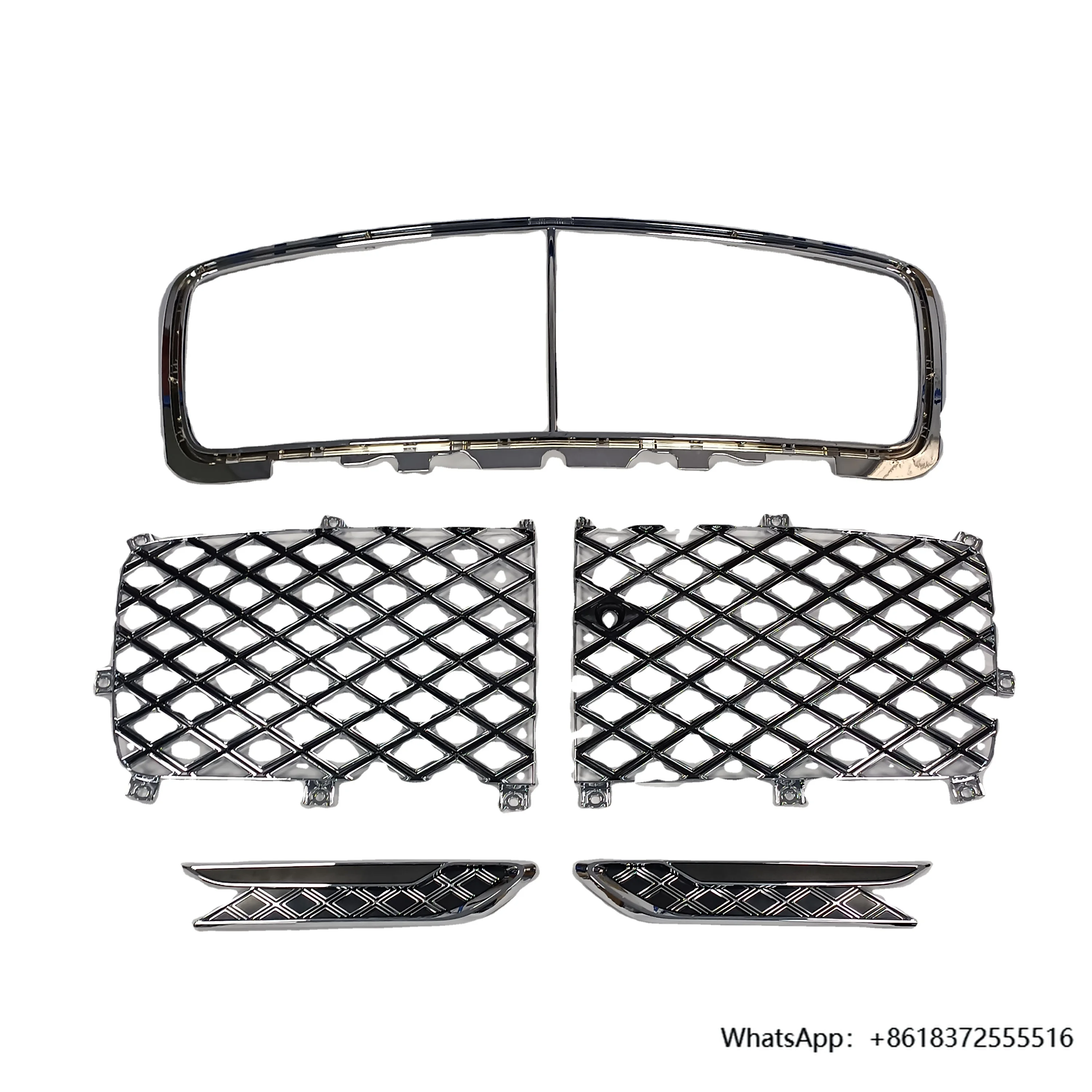 

DCar Accessory 2020 2021 Mulliner Style Front Grille Mesh With Chrome Frame & Fender Grille For Bentley Flying Spur 2023 Bodykit