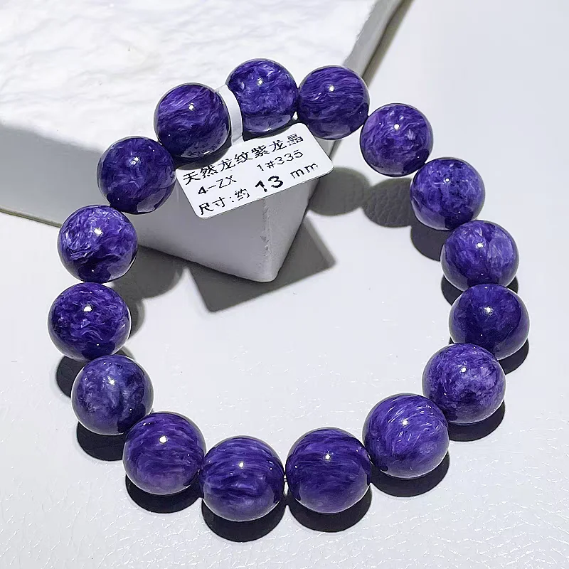 

Браслет из натурального российского чароита, круглые бусины, унисекс, модный, класс ААААА