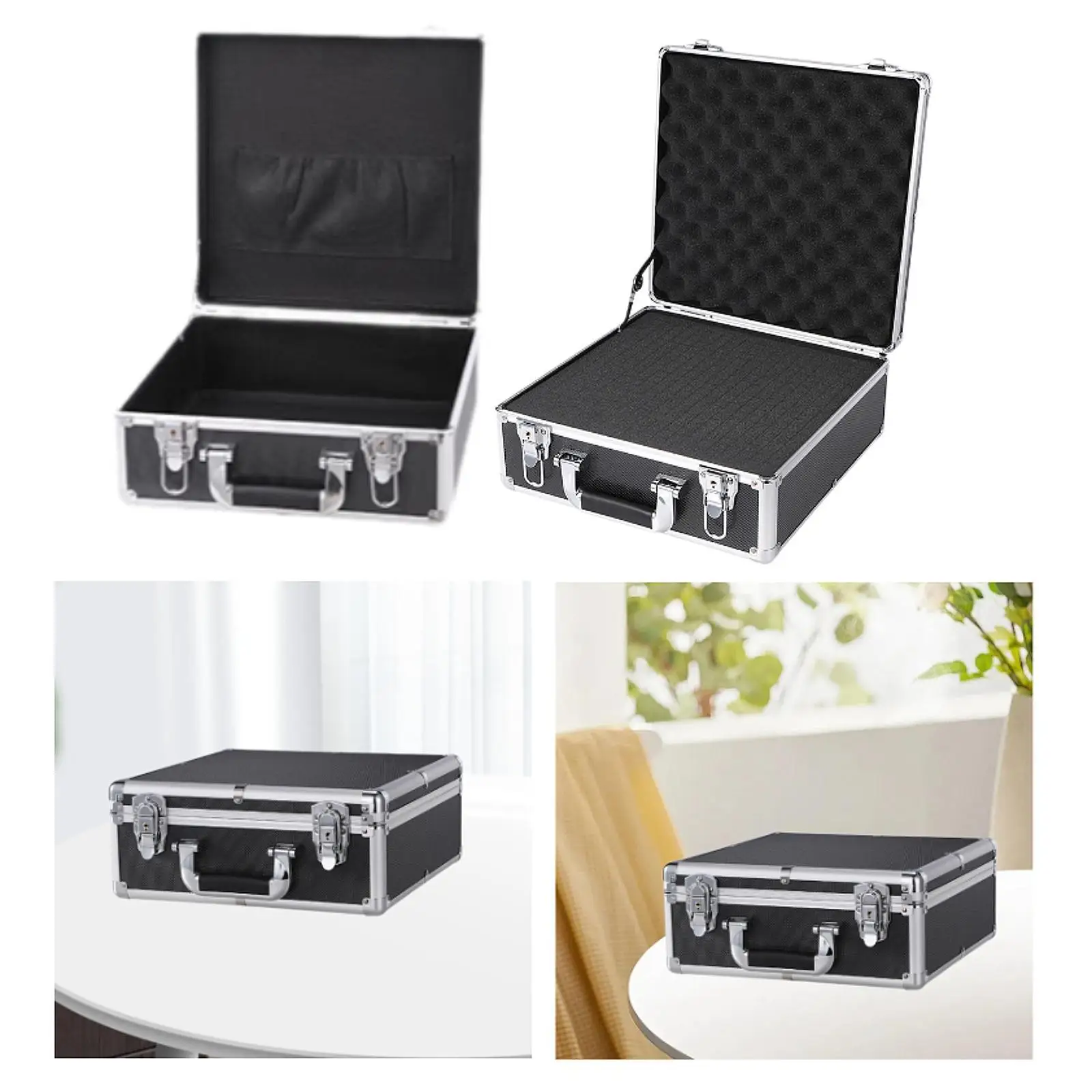 Aluminum Alloy Toolboxes Secure Document Storage Box Hard Shell Multipurpose Sturdy Lockable Storage Case Organizer,