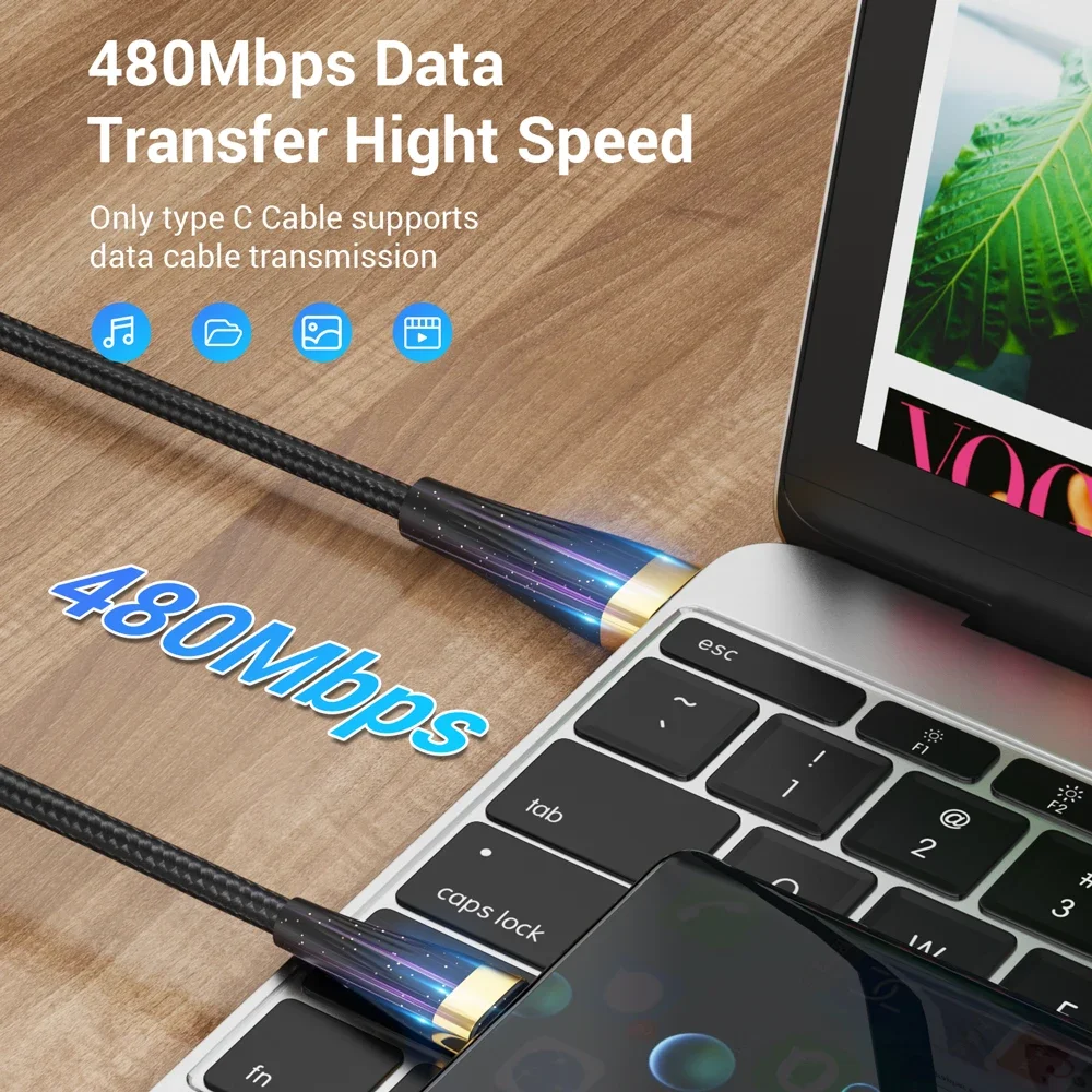 2 قطعة 3 في 1 USB كابل شحن سريع لسامسونج Xiaomi هواوي 6A 100 واط نوع C مايكرو سلك البيانات آيفون 15 برو ماكس سلك الهاتف