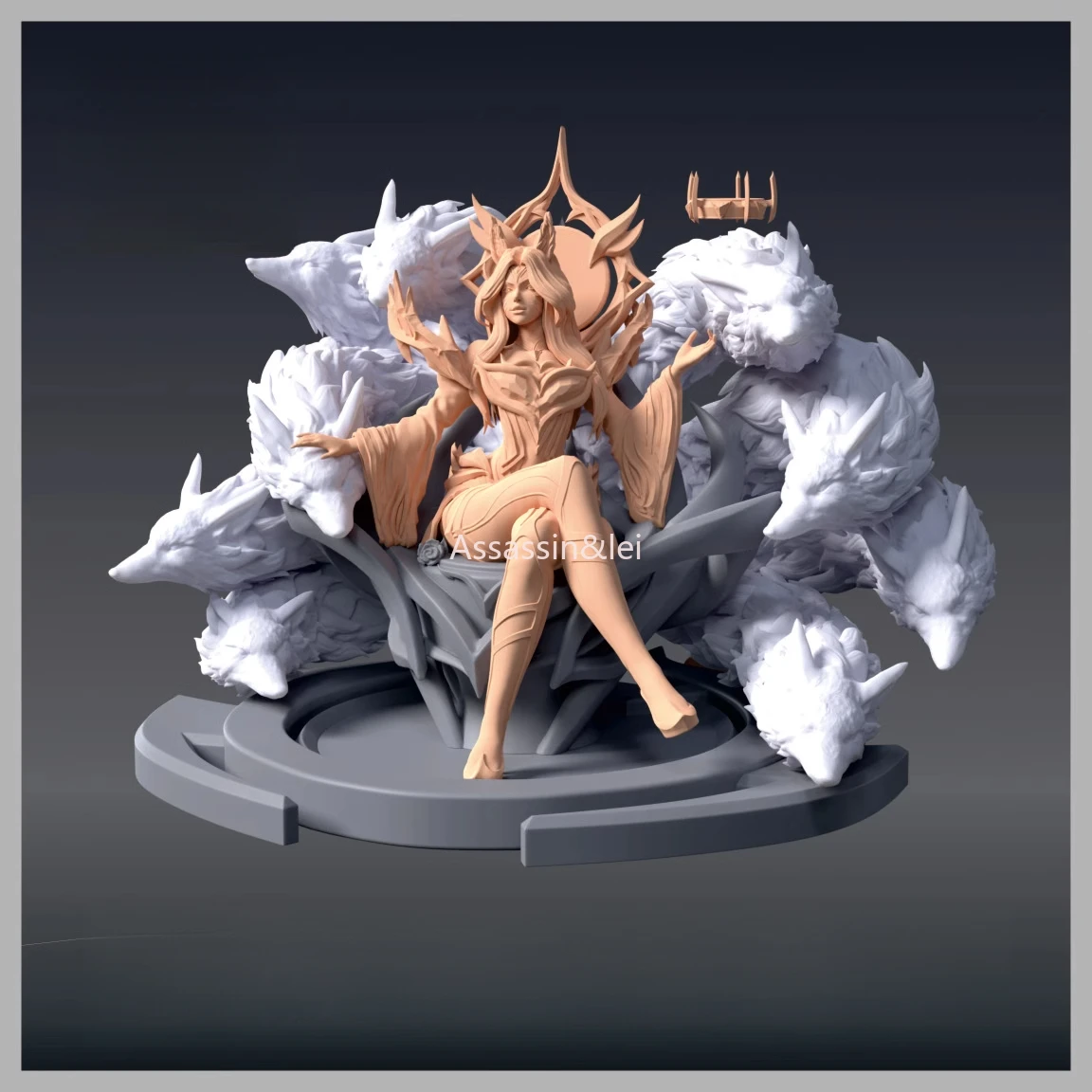 LOL Game animation peripheral figure the Nine-Tailed Fox Ahri 3D resin printing model unpainted white mold 1/12 1/24 1/43 1/64