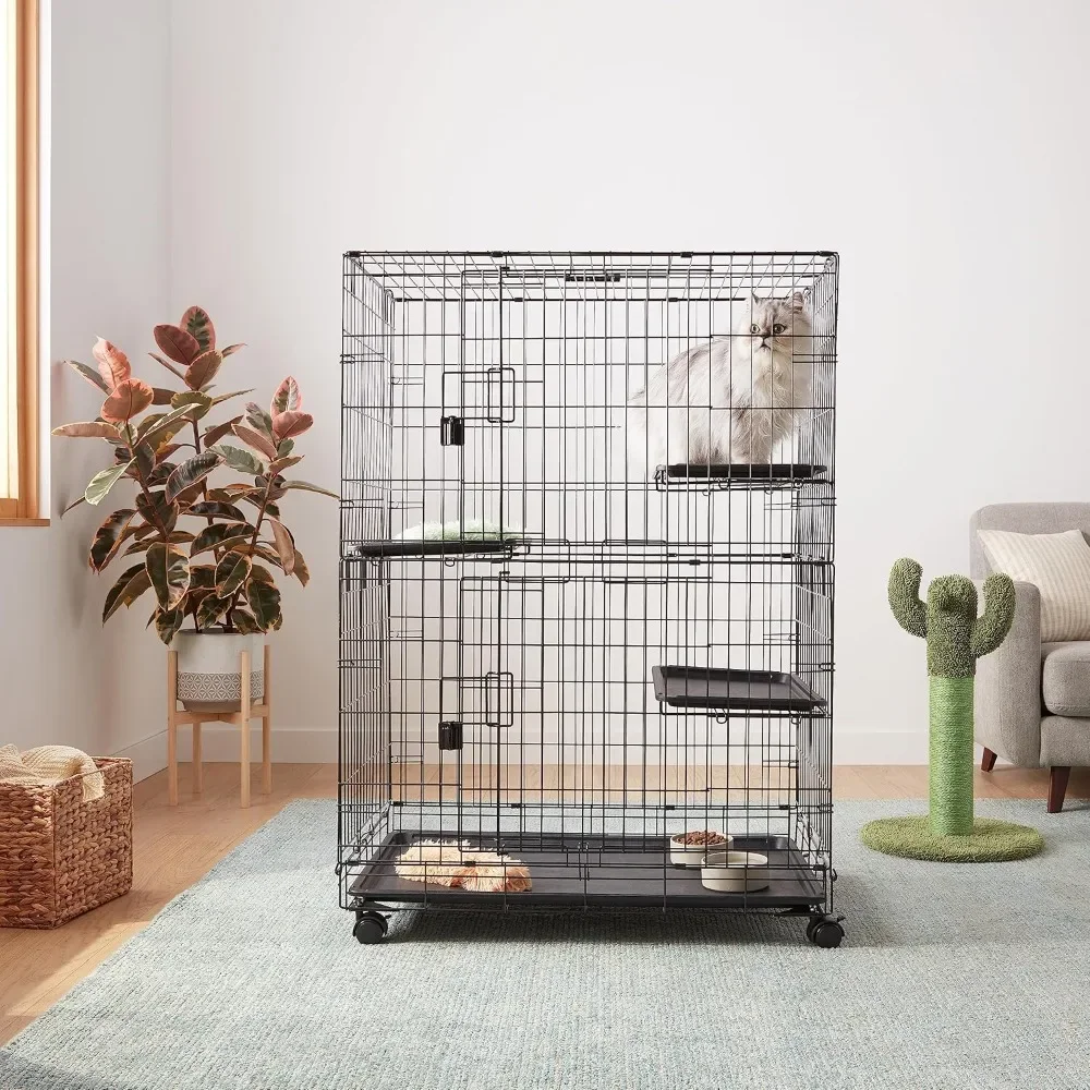 Large 3-Tier Cat Durable,Pliable Cage Playpen Box Crate Kennel - 35.8