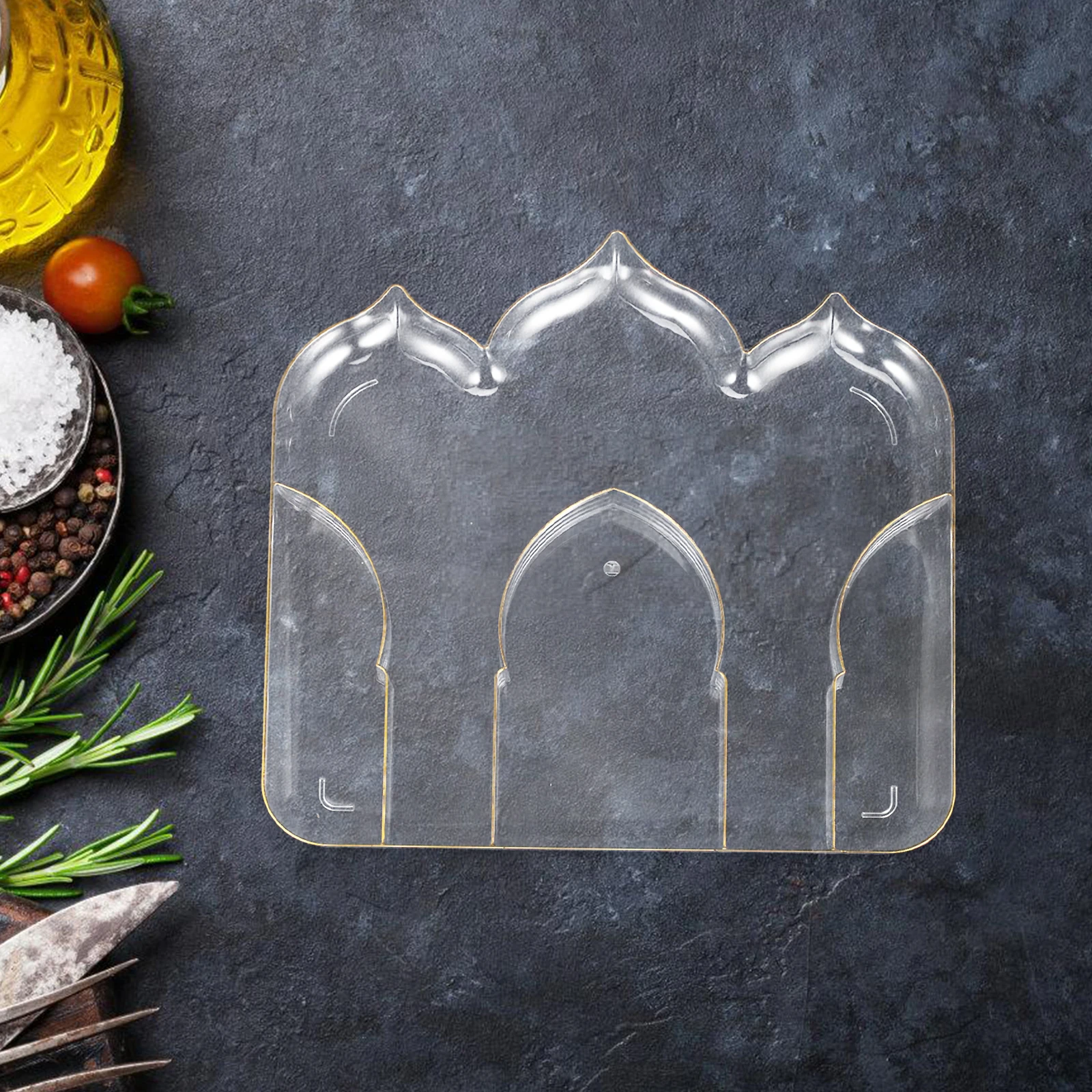 

Fruit Dish Plastic Plates Clear Ramadan Tray Elegant Design Dessert Platter Easy Clean Home Hotel Party Use Kitchen