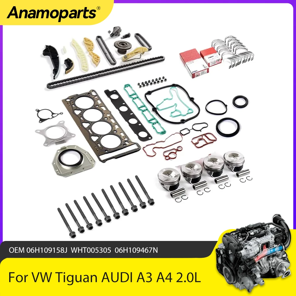 Engine Parts EA888 Rebuild Overhaul Valves Kit Piston Pin 21mm Fit 2.0 L For VW GTI Tiguan AUDI A4 2.0L TFSI CAEB CDN 06H109158J