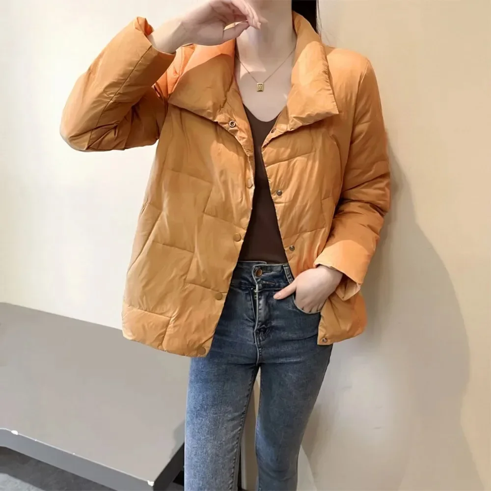 Automne hiver femmes solide col montant Plaid ultraléger blanc canard vers le bas manteau doudoune garder au chaud doudoune femme