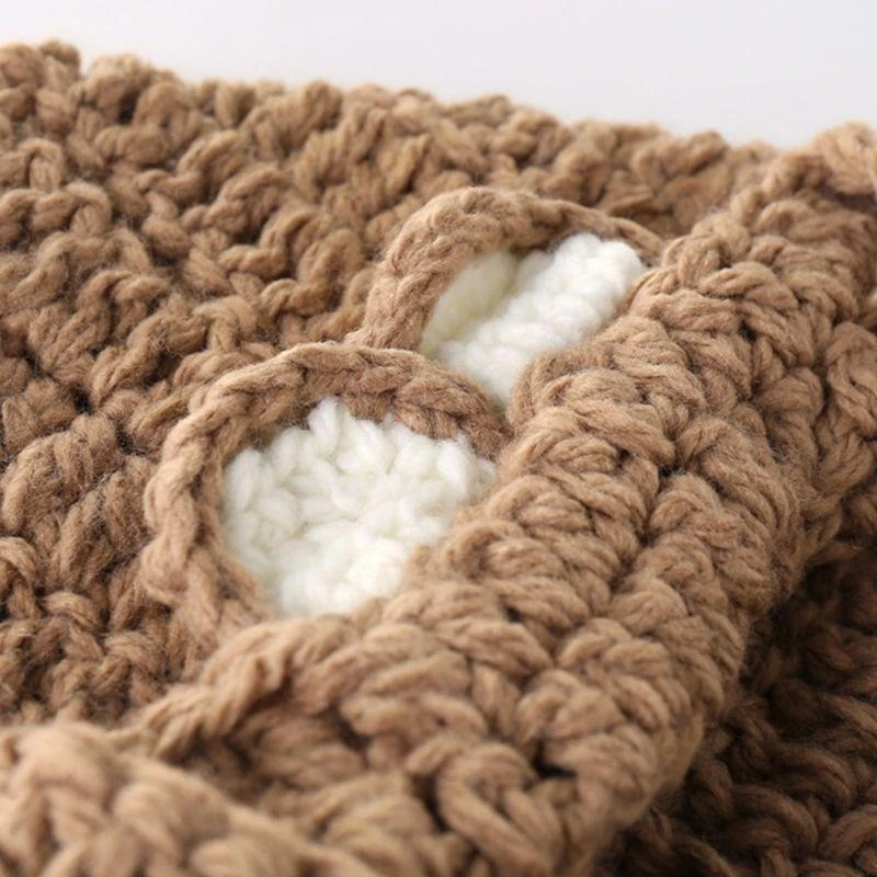 

J15U Kids Winter Crochet Knitted Hat Wrap Cartoon Animal Earflap Hood Scarf Skull Cap