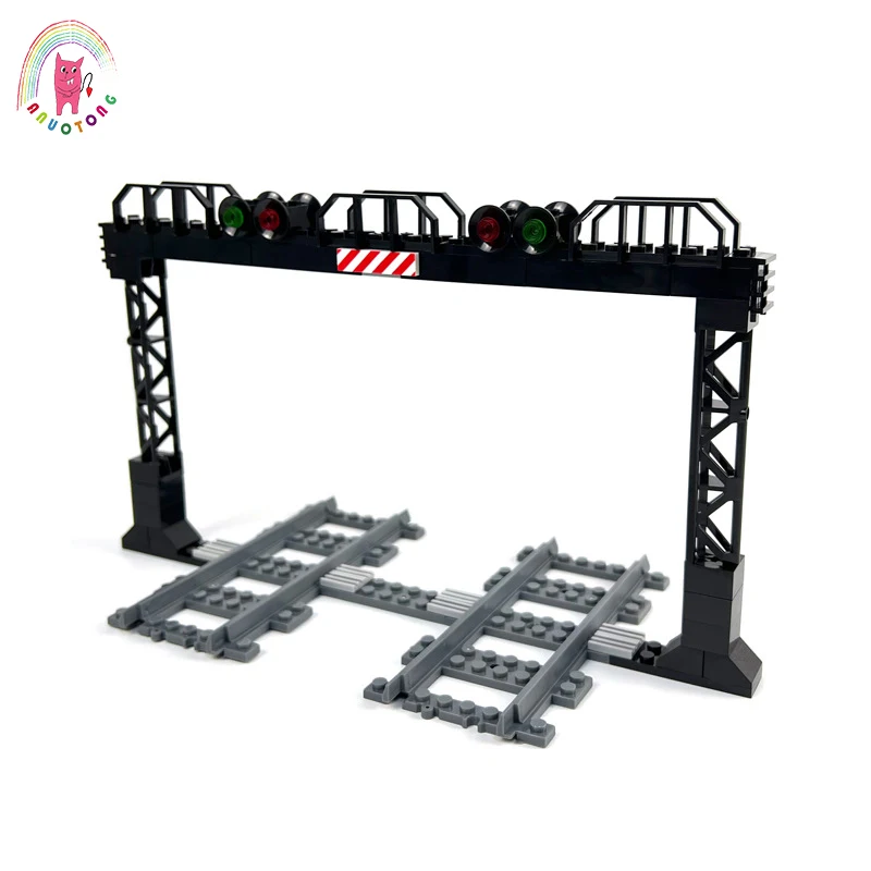 

MOC Train Gantry Traffic Signal Model Assembly Building Blocks Figures Educational DIY Toys Train Station Scene Brick Kids Gifts