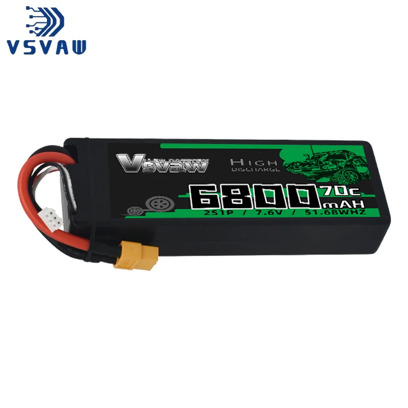VSVAW Lipo 2S 6800mAh Lipo Battery 7.6V 70C with Deans Plug for RC Car Lipo Battery Truck RC FPV Drone Airplane Boat Buggy Parts