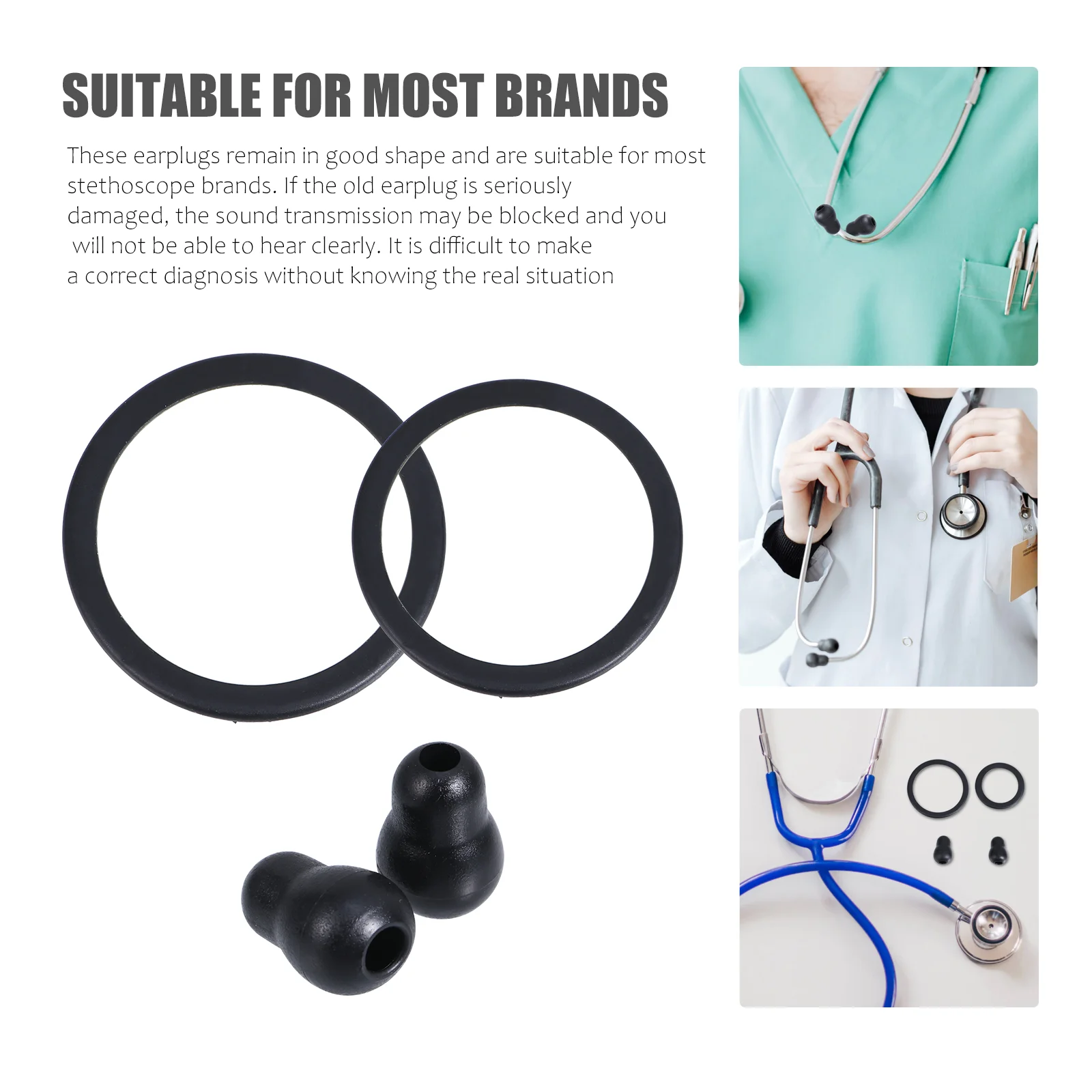 2 Sets Headphones Earbuds Replacement Diaphragm Plugs Silicone Sealing Tips Adult Echo Soft- Stethoscope Gourd Accessories