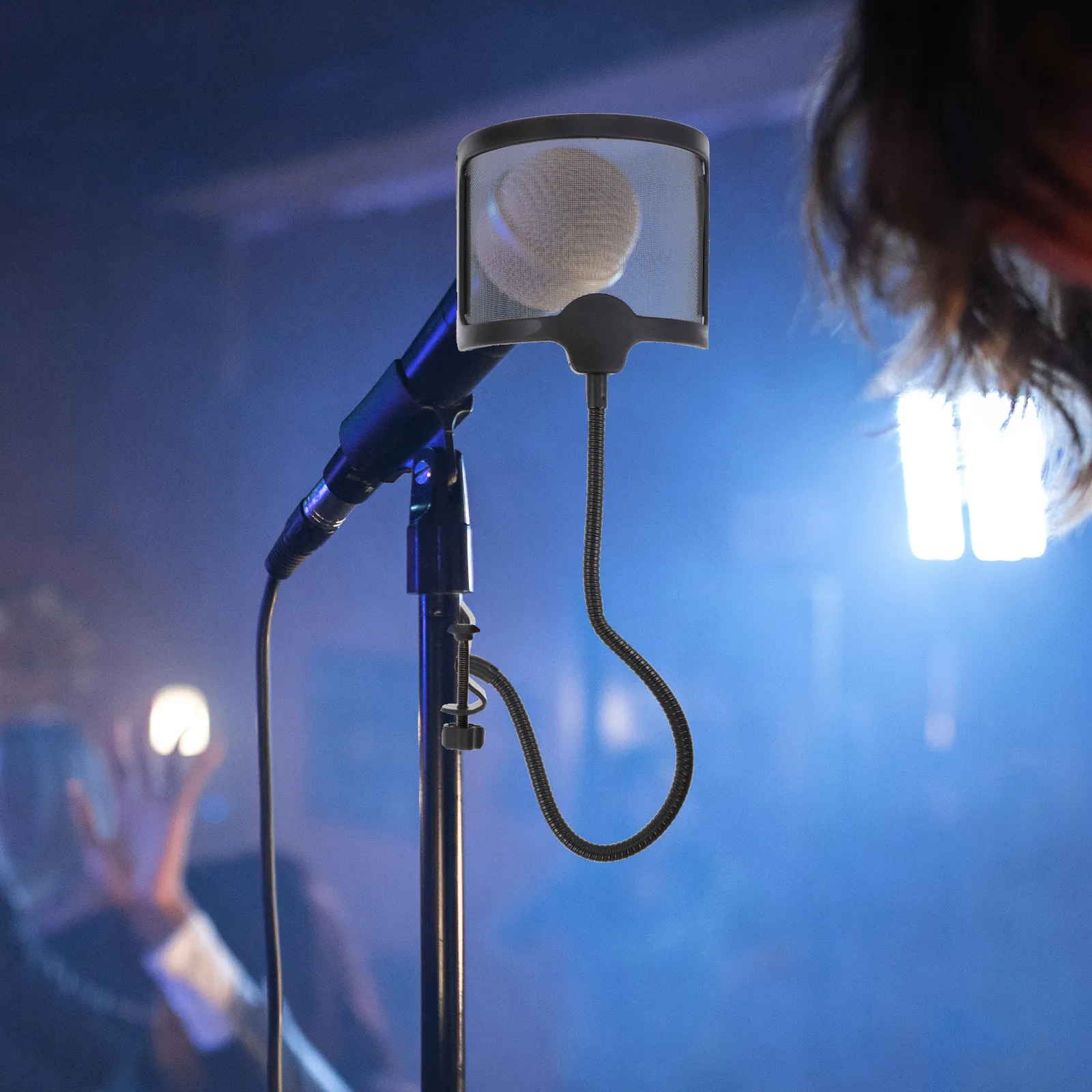 Recording Pop Filter - ฟิลเตอร์กันลมไมโครโฟน 1 ชิ้น อุปกรณ์เสริมสำหรับการบันทึกเสียงระดับมืออาชีพ ช่วยลดเสียงป๊อปและเสียงฟู่ ป้องกันเสียงสะท้อนและเสียงซิบิแลนซ์