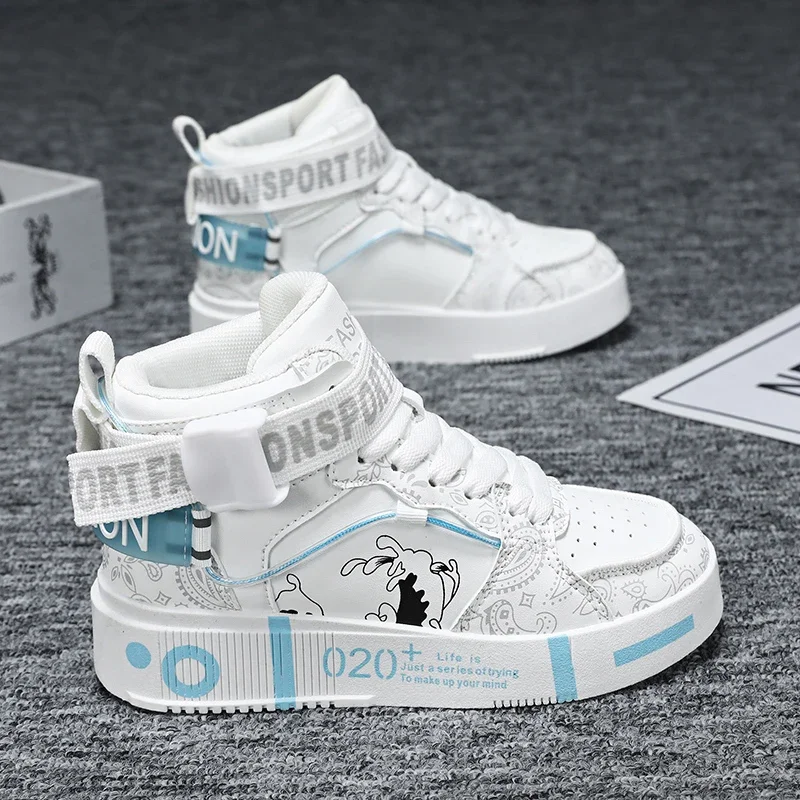 Brand Kids Board Shoes High Top Sports Shoes Boys Fashion Basketball Sneakers Leisure Girls Flats Children Casual Walking Shoes