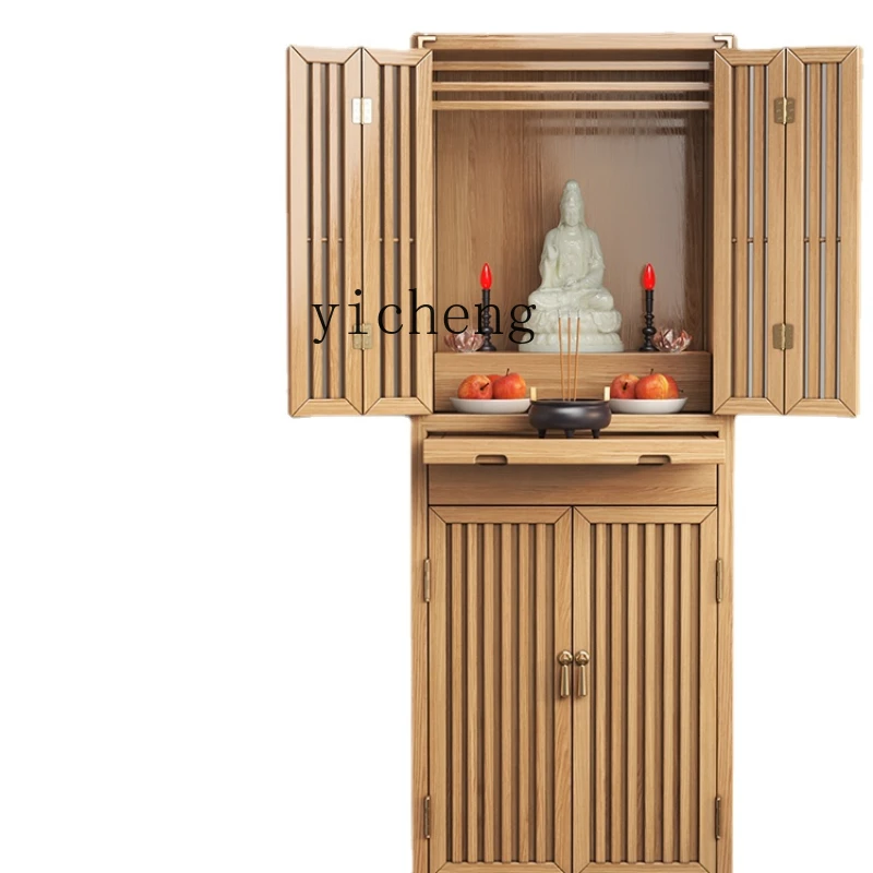 

Zk Solid Wood Buddha Niche New Chinese Style Stand Cabinet Home with Door God Table Bodhisattva Cabinet