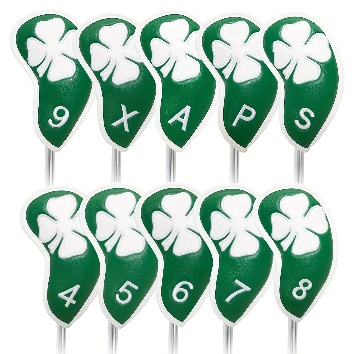 

10 шт., железный чехол для головы Lucky Clover для гольфа, защитные чехлы для гольф-клуба, водонепроницаемые аксессуары для гольфа из искусственной кожи