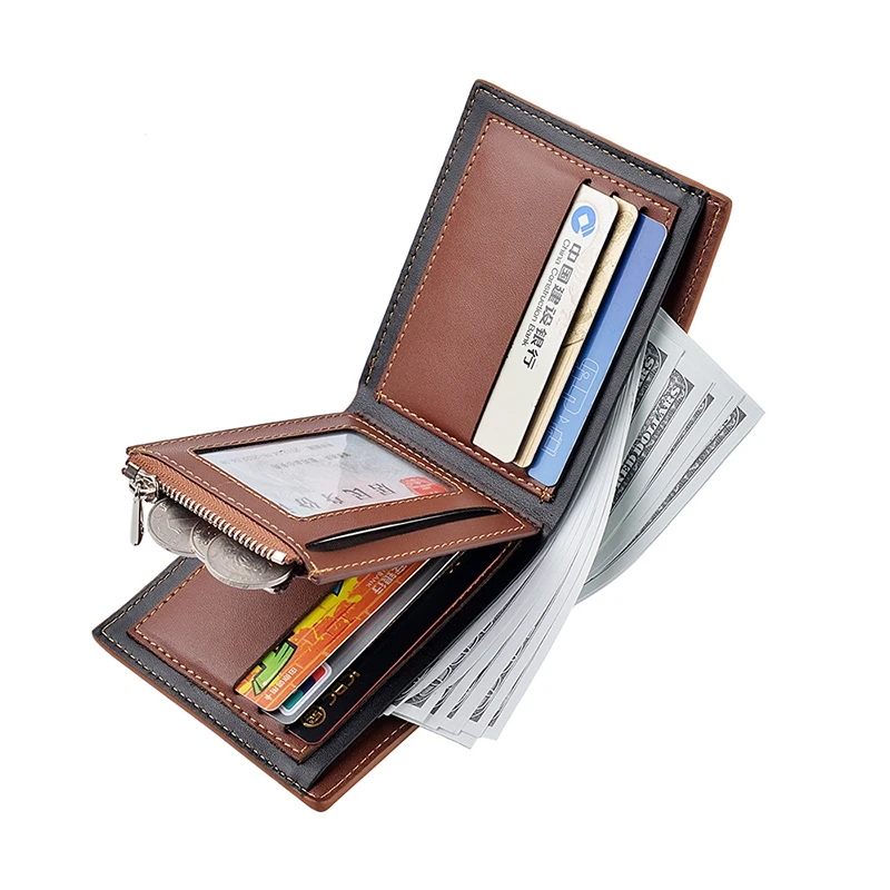 Wallets Mens Slim RFID Blocking PU Leather with Coin Pocket 3 Banknote Compartments 10 Credit Card Holders Wallet for Men