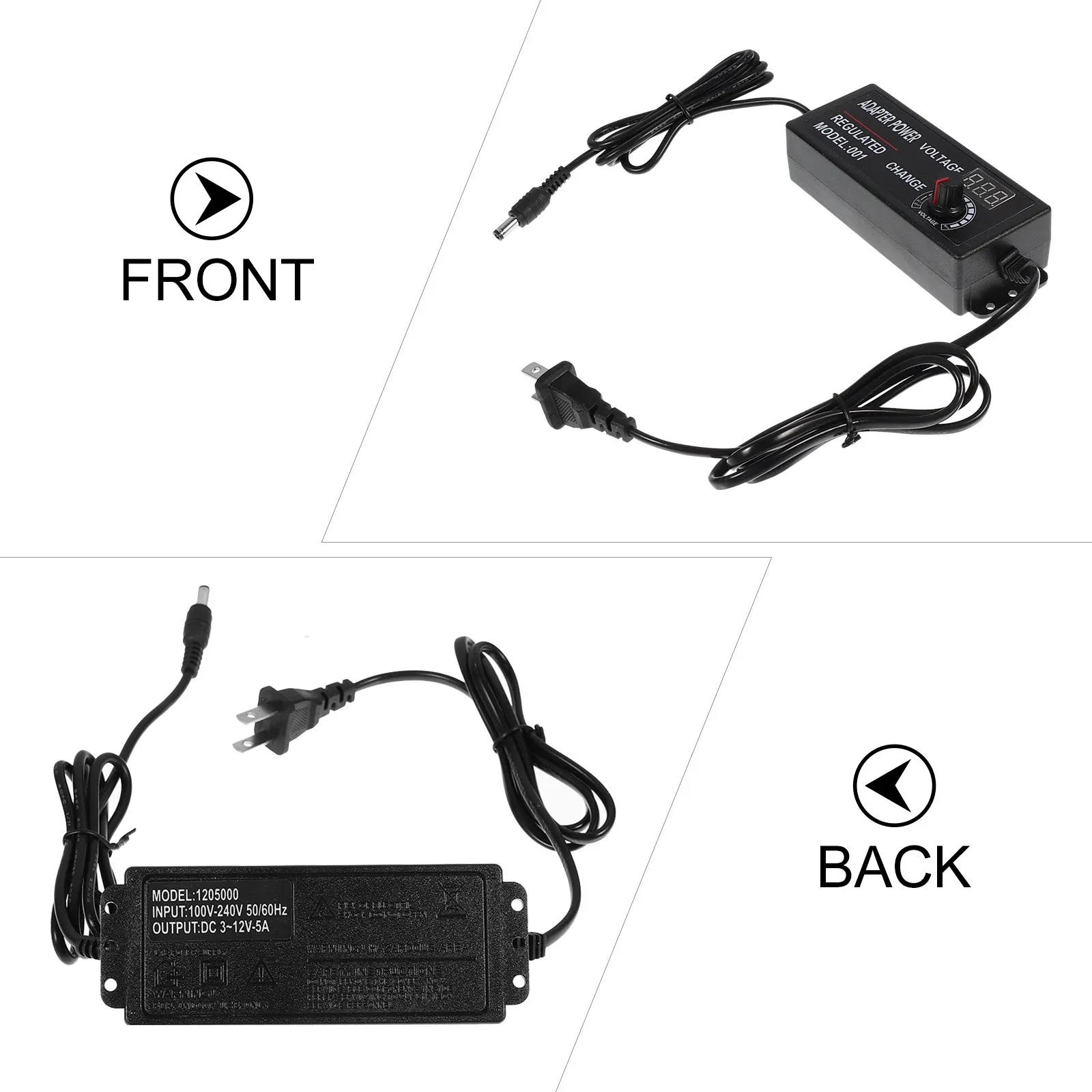 

Регулируемый адаптер питания постоянного тока с дисплеем напряжения 3-12В 5А для светодиодных лент, диммеров, домашнего использования, с защитой от короткого замыкания, перегрузки и перенапряжения