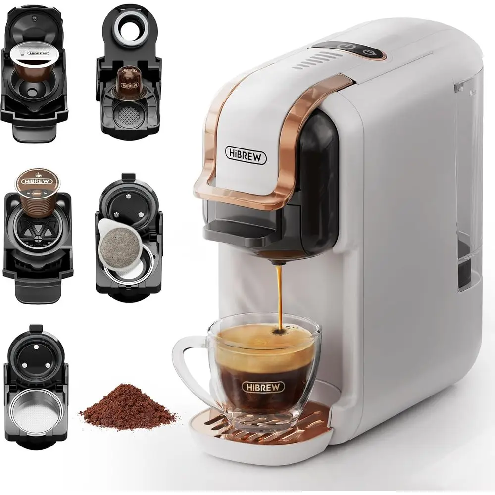 

5-in-1 Pod Coffee Maker - Compatible With 4 Coffee Capsule as Well as Espresso Powder, Makes Iced Coffee, Espresso, Cappuccino,