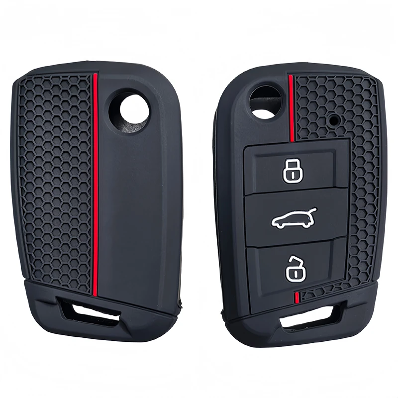 Silikon-Autoschlüsselhülle für Volkswagen VW Golf 7 MK7 Tiguan Mk2 für Skoda Octavia 3 A7 Kodiaq 2017–2021 SEAT