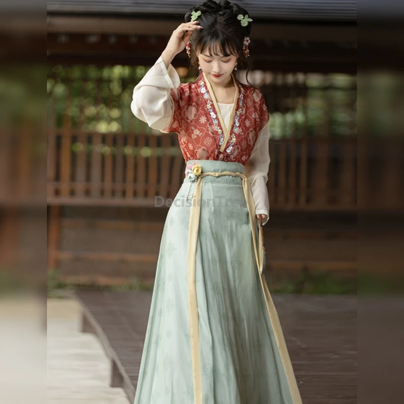 Spring Summer Chinese Tang Dynasty Hanfu Princess Dress Women Cosplay Costume Fairy Dresses Vestidos Traditional Daily Hanfu Set