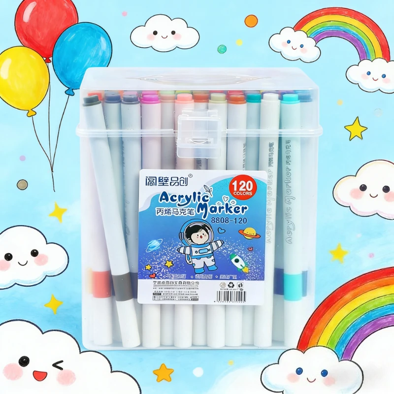 

Набор акриловых маркеров 12-120 цветов для студентов и детей, непрозрачные, с эффектом наслоения цветов, в подарочной коробке, акварельные ручки