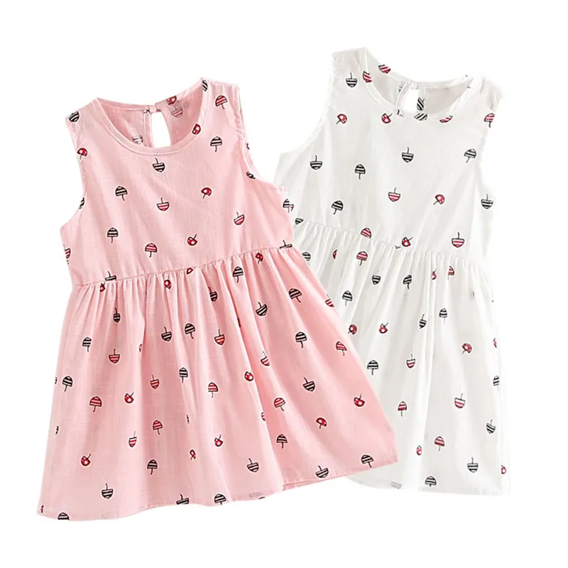 Summer Baby Girls Dress Cotton Print Sleeveless Kids Dresses Sweet Toddlers Princess Dress Casual Children's Clothing