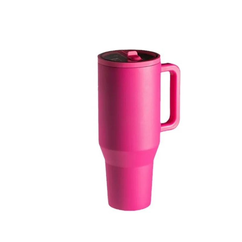 New 40OZ car cup stainless steel double-layer insulation and leak-proof folding straw ice cup