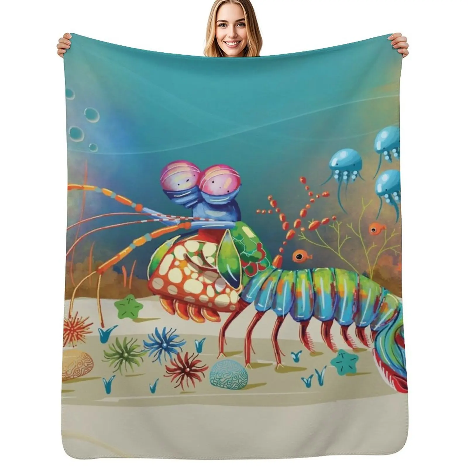 Peacock Mantis Shrimp Throw Blanket decorative anime Bed covers Soft Plaid Sofa manga Blankets