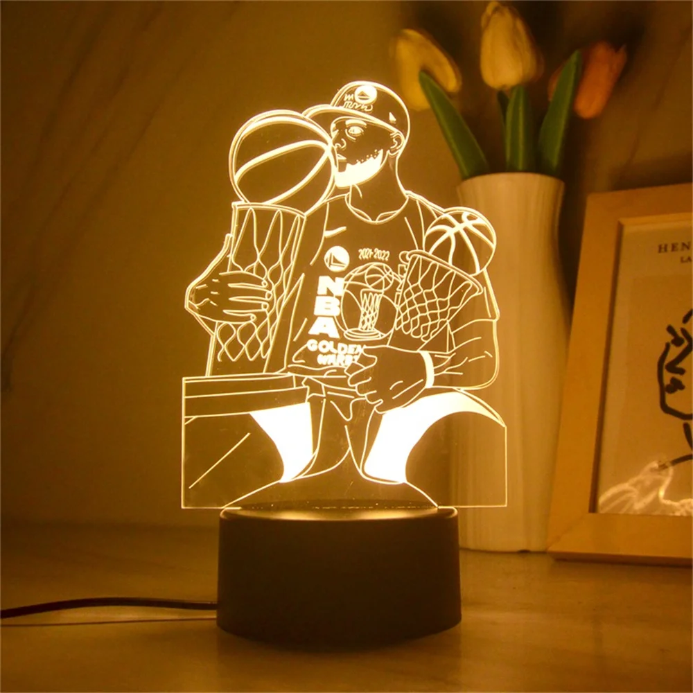 Basketbal Ster 3d Nachtlampje Illusie Nachtlampje Voor Kinderen Geschenken Slaapkamer Sfeer Decor Kamer Bureaulamp 7/16 Kleuren Veranderen